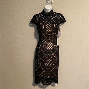 NWT Bisou Bisou black/nude lace cocktail dress 2